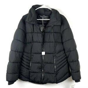 Bernardo Women’s Black Hidden Hood Puffer Coat Size 2XL